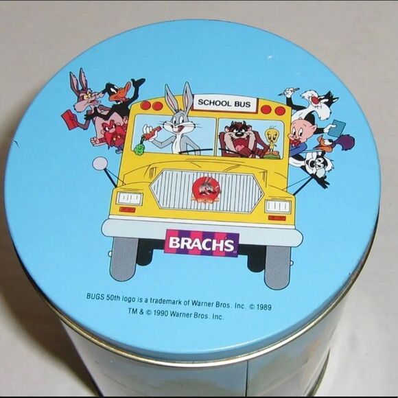 LOONEY TUNES SCHOOL BUS BRACH'S CANDY CANISTER - METAL - 1989 - Picture 3 of 7